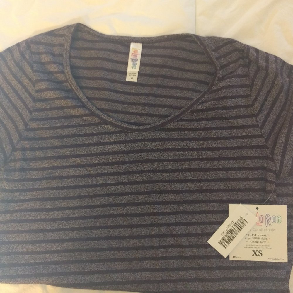 LuLaRoe Classic T - New W/Tag -XS - Purple Stripes